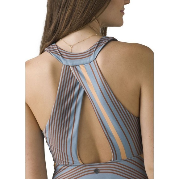 PrAna Saxon Athletic Dress in Red Clay Stripe Crossover - Picture 4 of 16